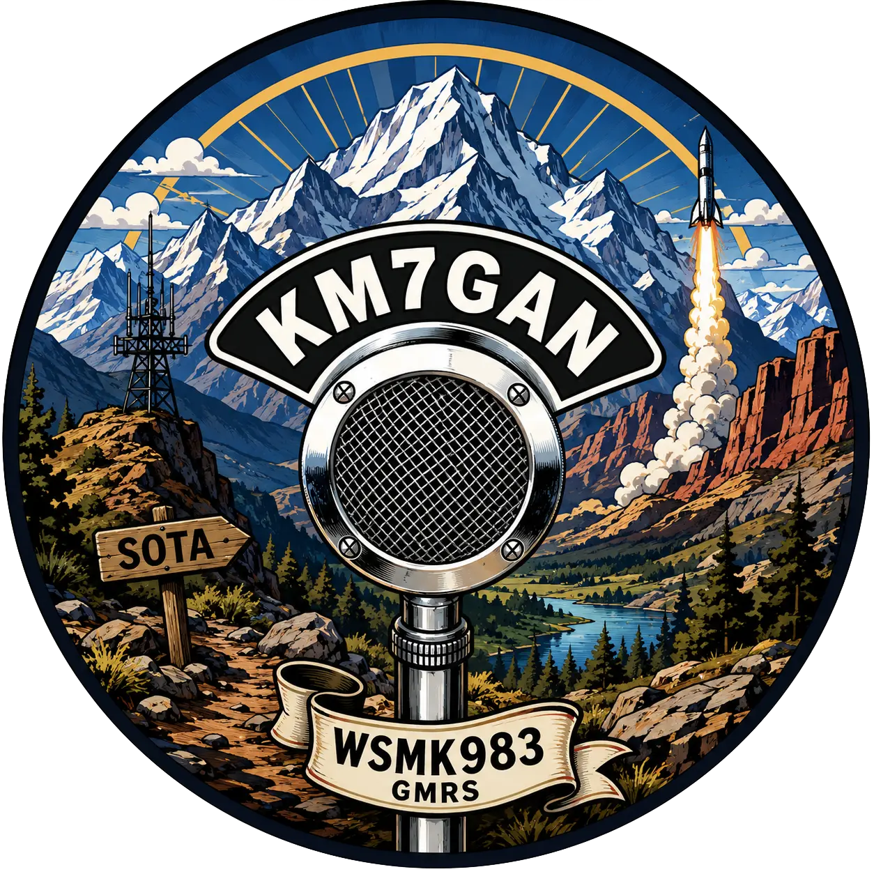 KM7GAN circular sticker